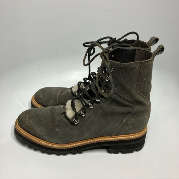 Marc Fisher MLIZZIE lug sole leather & Sherpa lace up boots size 8.5 - Picture 4 of 8